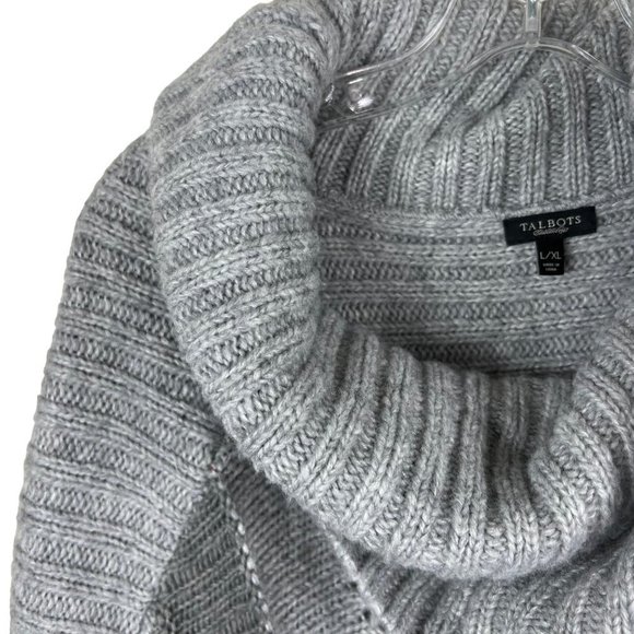 TALBOTS Wool Belnd Grey Cowl Neck Ponch Size L/XL - Picture 4 of 11